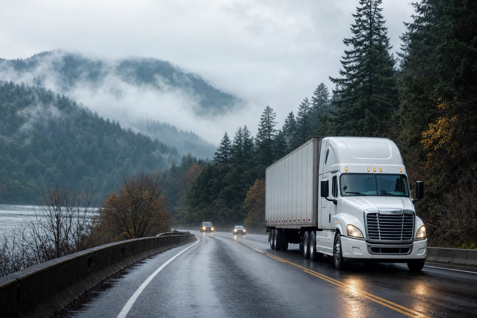 An attorney discussing legal documents with a client who has been involved in a commercial truck accident.