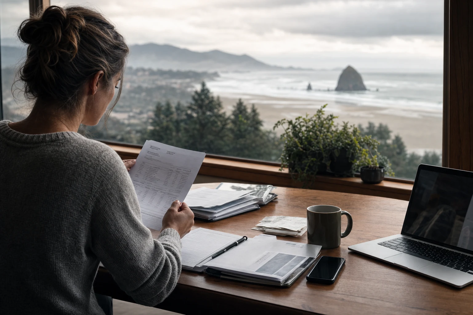 "Pacific Injury Law Firm attorney reviewing insurance claim documents with client in Portland office, highlighting Oregon personal injury claim process and rights"