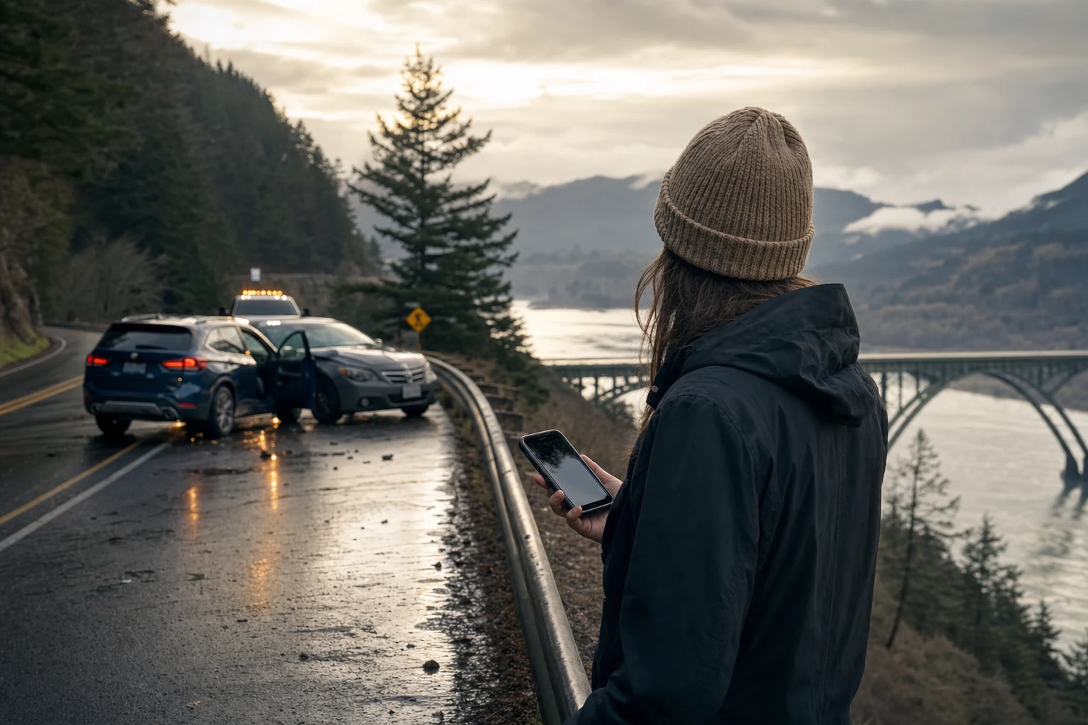 A concerned man discussing his case with a professional attorney at Pacific Injury Law Firm after experiencing a car accident in Oregon.