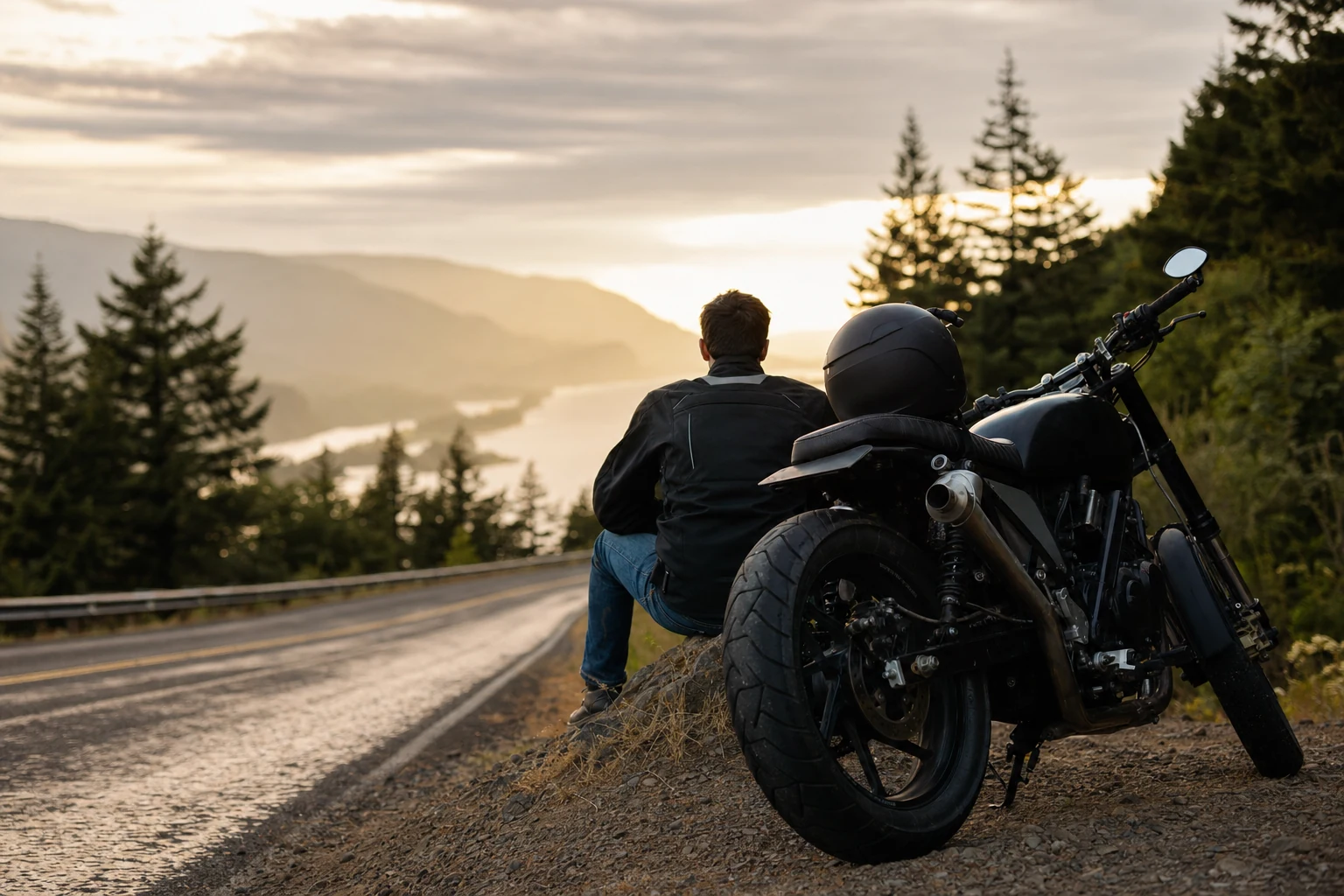 An experienced personal injury lawyer discussing case details with his client who's faced injuries from a motorcycle accident