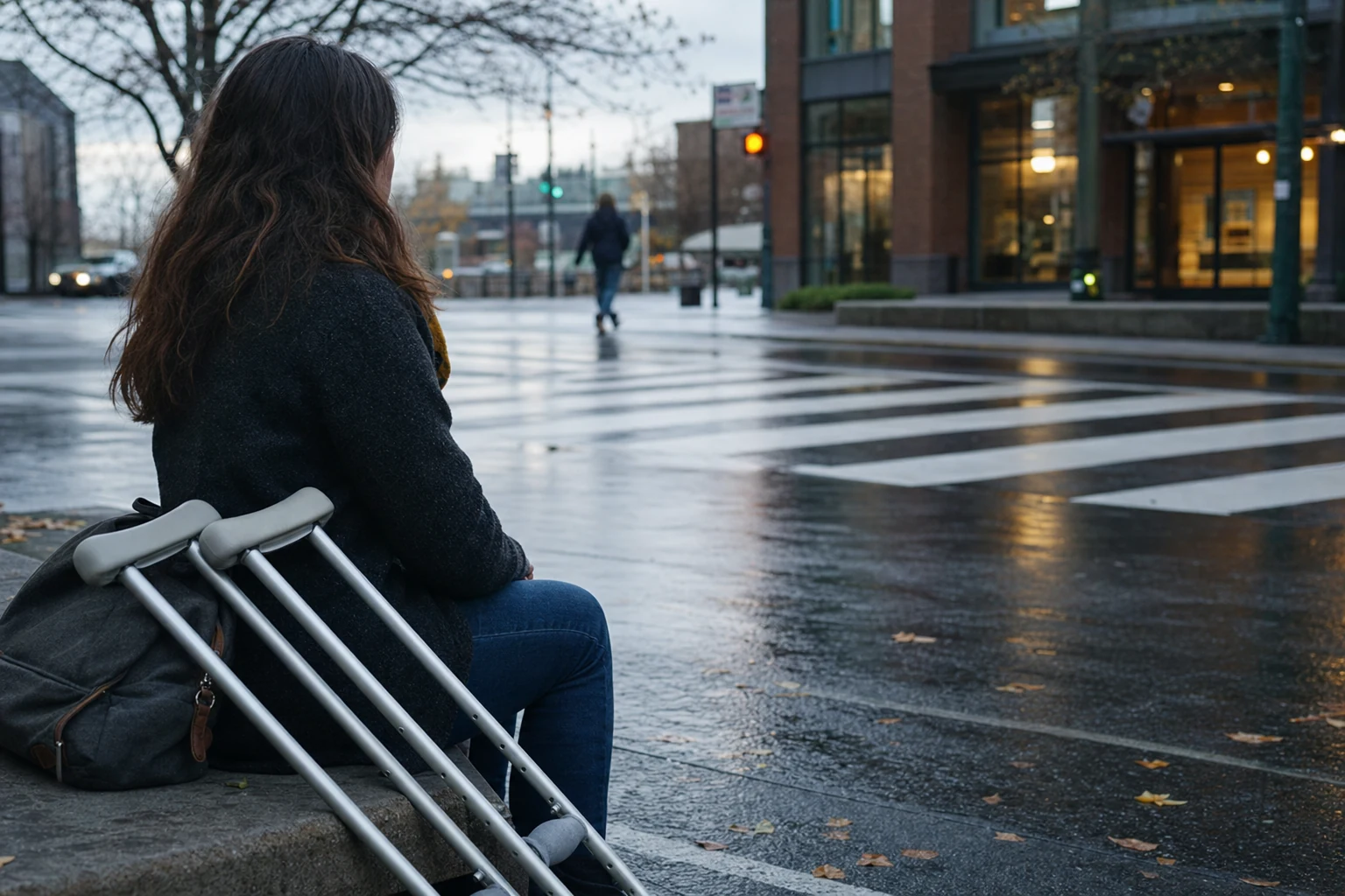 A concerned doctor examining a patient's injuries sustained during a pedestrian accident, with the logo of Pacific Injury Law Firm visible in the background.