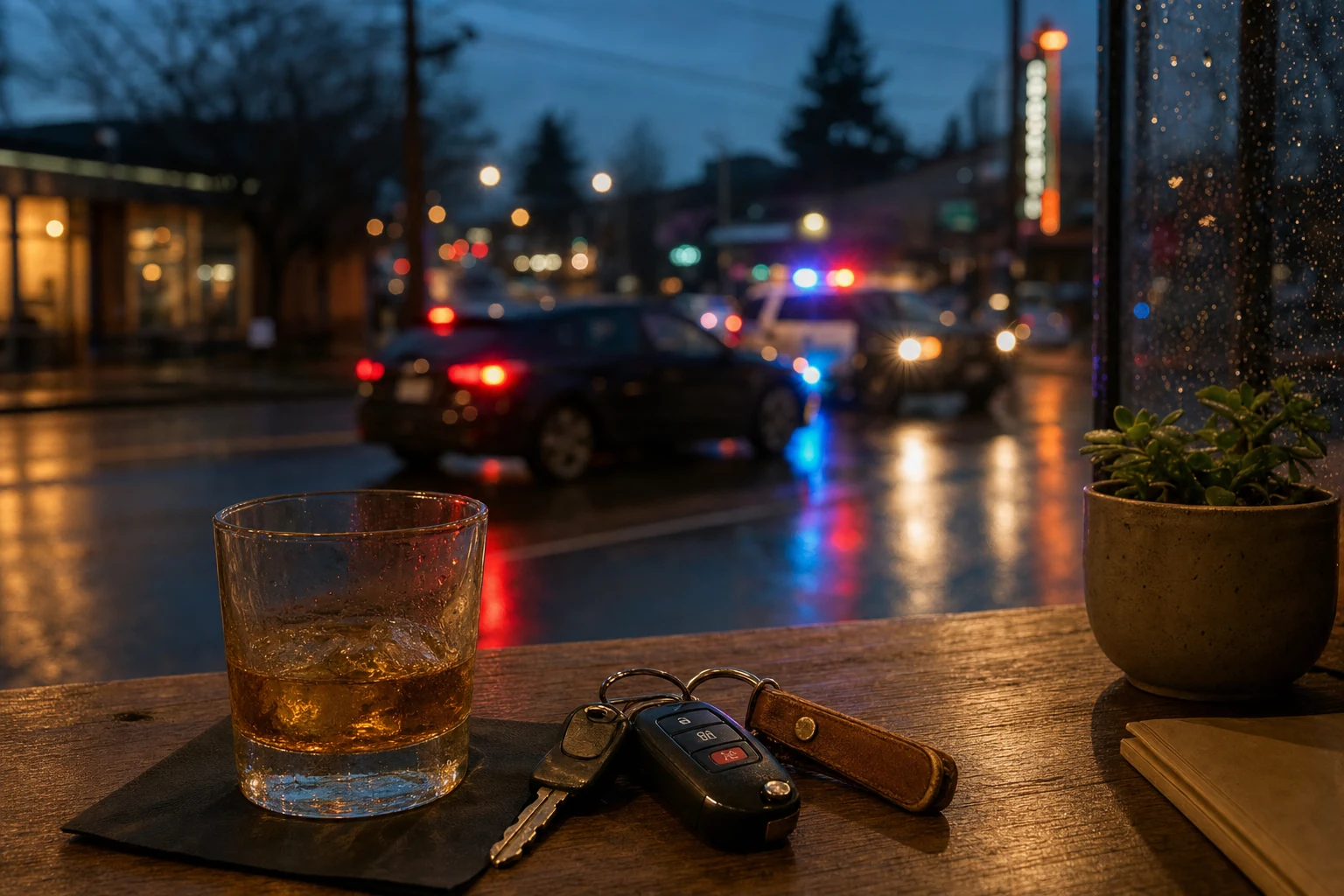A gavel placed on a book symbolizing Oregon law, with a blurred image of cars on a highway in the background, representing motor vehicle accidents.