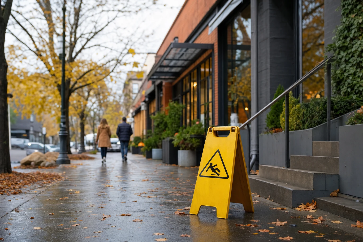 An inviting, well-maintained commercial property entrance in Oregon, symbolizing adherence to property owners' duty of care.