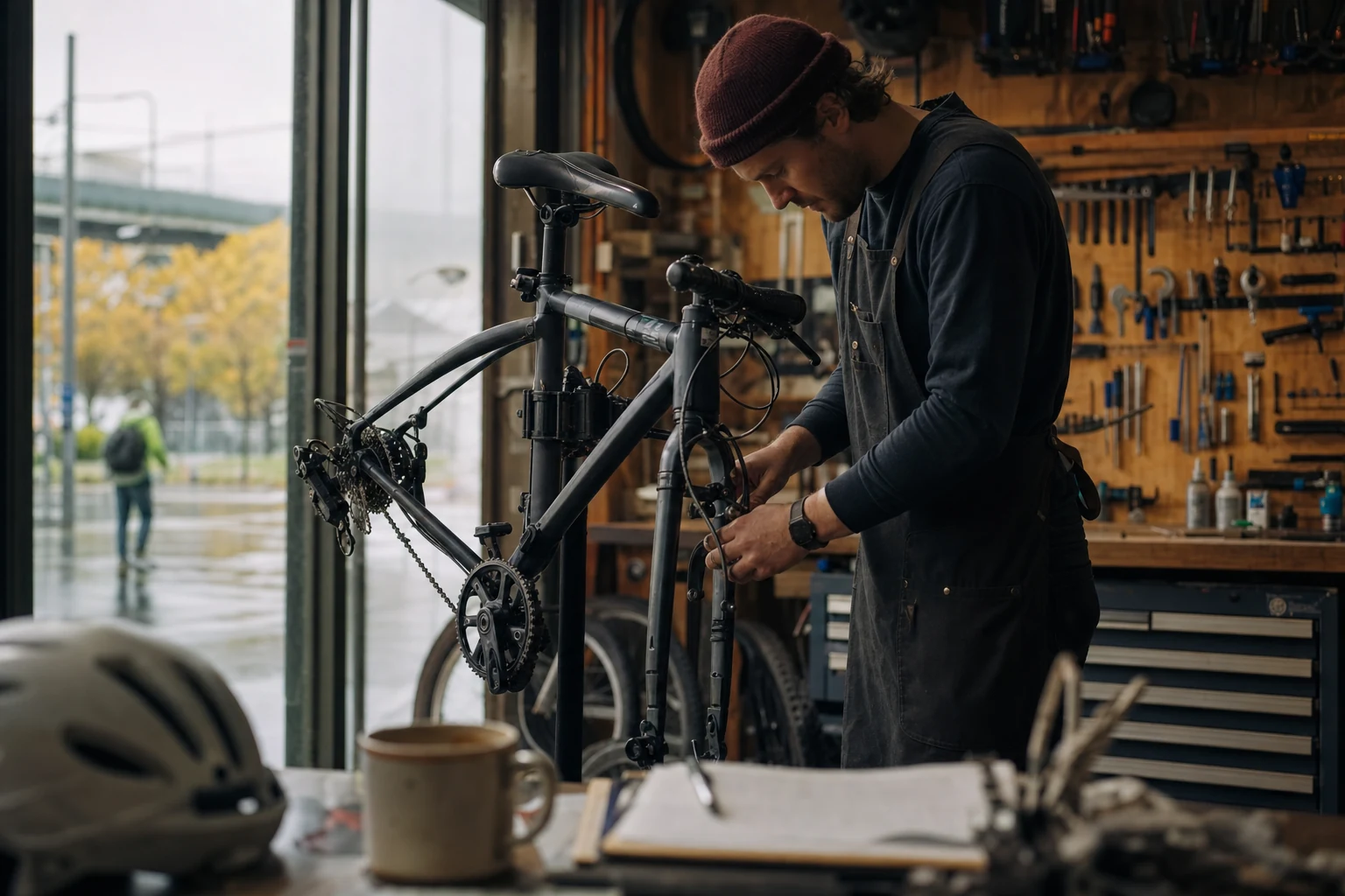 An image of a damaged bicycle next to an insurance claim form symbolizing the process of claiming repairs after an accident.