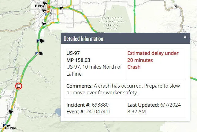 Highway 97 Rollover Accident Near La Pine Raises Safety Concerns
